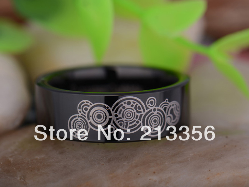 Cheap Price Free Shipping 2015 USA Hot Selling 8MM Black Pipe Doctor Who The Lord One Ring Mens' Tungsten Carbide Wedding Ring