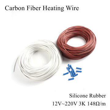 12V 220V 3K 148Ω/m Carbon Fiber Heating Cable Silicone Rubber Heat Wire Freeze Infrared Water Pipe Frost Warm Floor Sewer Car