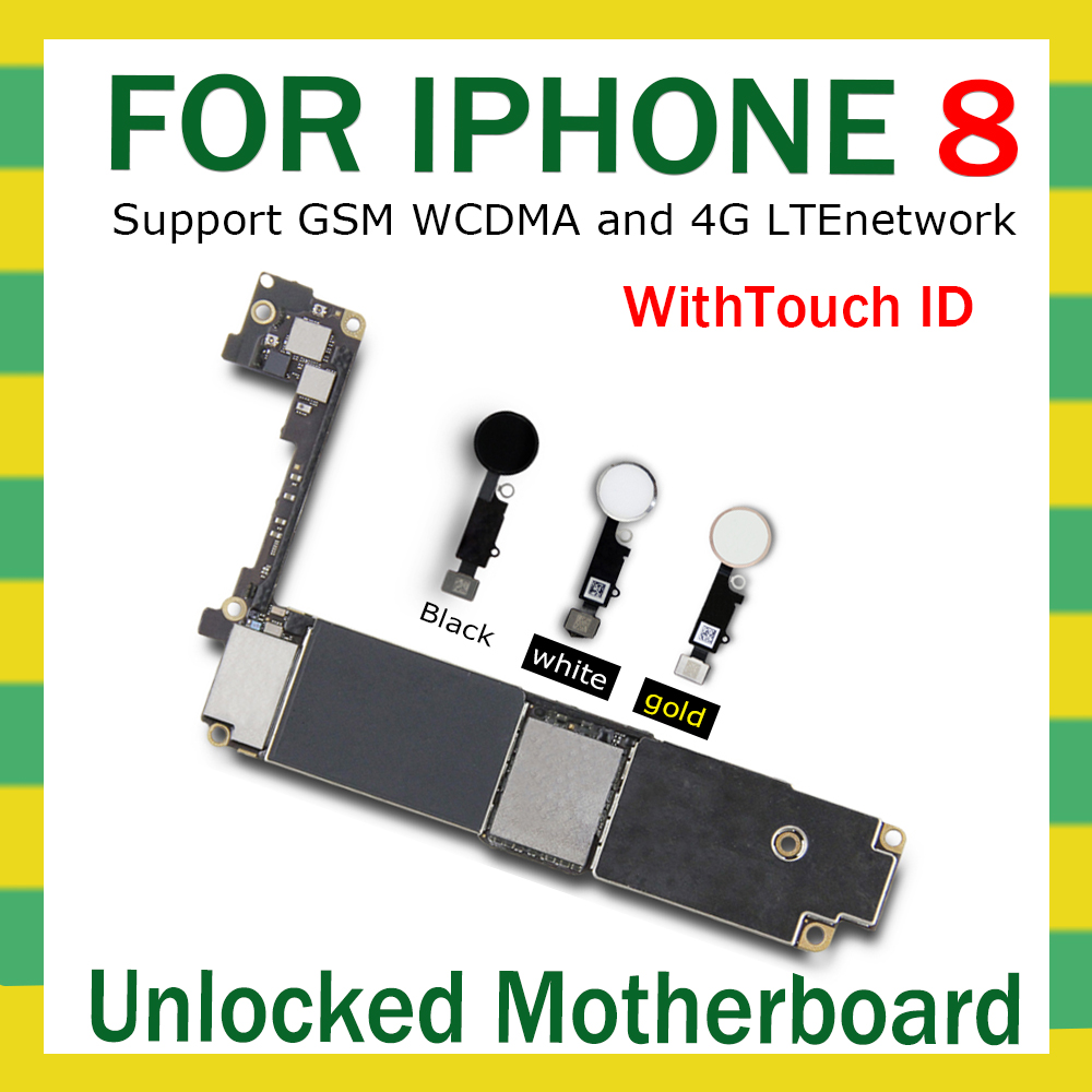 Original unlocked for iphone 8 Motherboard with Touch ID For iPhone 8 4.7" 8G main Logic board With chips IOS MB