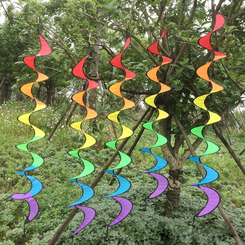 Foldable Rainbow Spiral Windmill Wind Spinner Camping Tent Home Garden Decor Hot