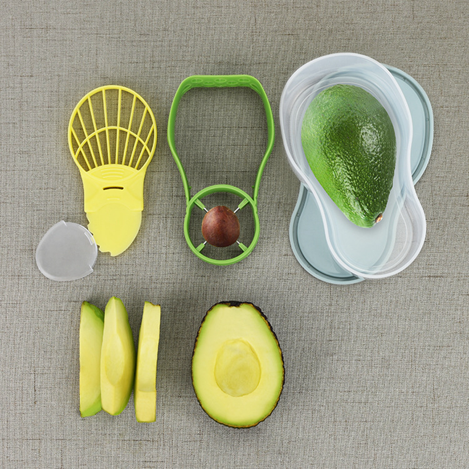 5pcs/set Avocado Tool Fresh-keeping Box Avocado Slicer Food Grade PP Household Fruit Tool Set Peeler Cutter