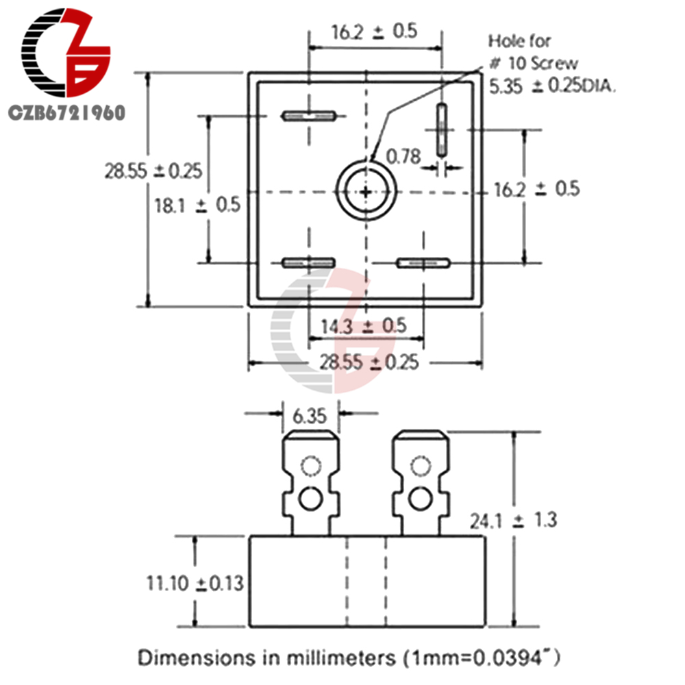 5Pcs KBPC1010 KBPC1510 KBPC2510 KBPC3510 KBPC3510W KBPC5010 Power Diode Bridge Rectifier 15A 25A 35A 50A 1000V KBPC Commutator