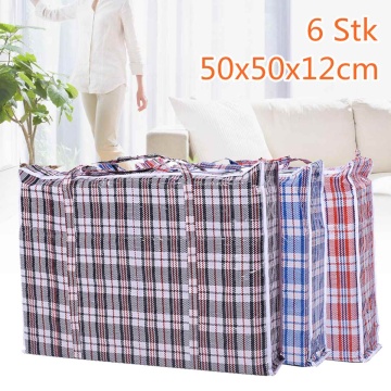 6Pcs Large Clothes Packing Storage Moving Travel Bags Shopping Laundry Bulk Woven Travel Bag Pack Up Move Luggage Bag 50x50x12cm