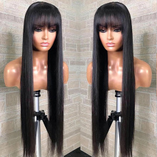 Usexy unprocessed raw remy human lace front wig 4x4 closure frontal indian wigs straight human hair wig with bangs