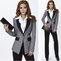 Top Fashion Full Cotton Pantalones Mujer Grey Jacket+black Pants Women Ladies Business Office Tuxedos Work Wear New Suits