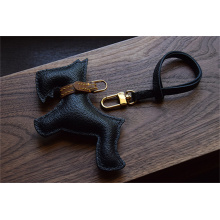 Schnauzer Dog Handmade Leather Car Keychain