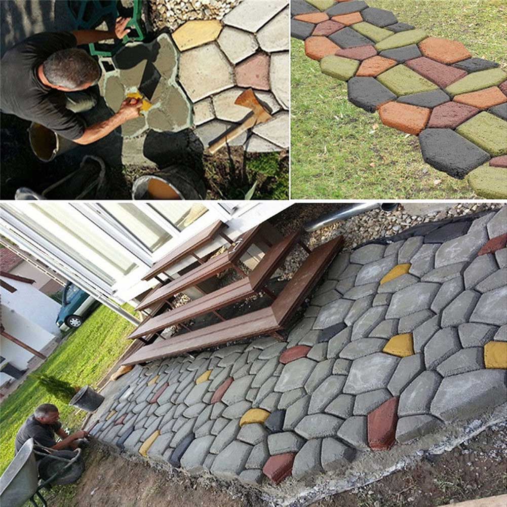 Garden DIY Plastic Path Maker Pavement Model Concrete Stepping Stone Cement Mould Brick B88