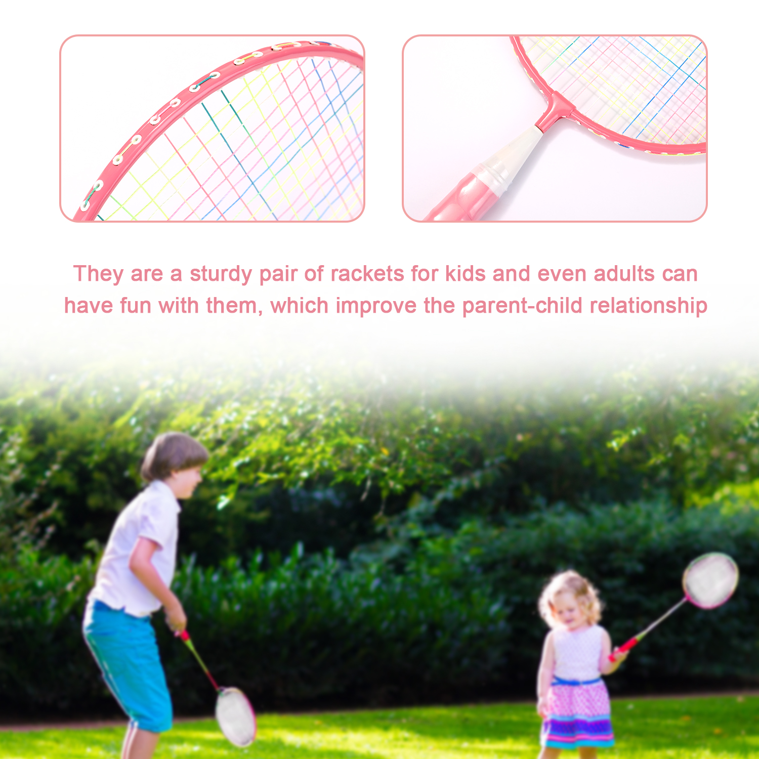 2pcs Child Professional Badminton Rackets Set Family Double Badminton Racquet iron alloy Lightest Playing Badminton With Bag