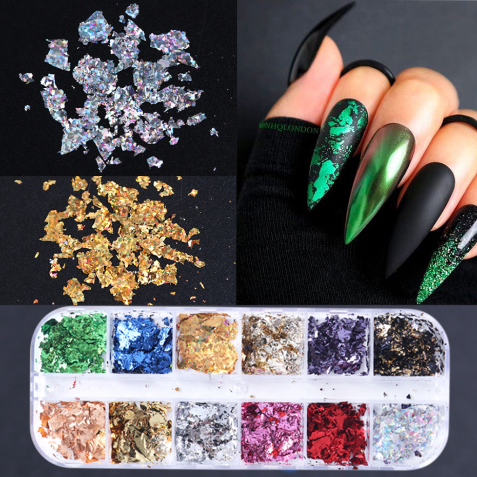 Shiny Nail Art Glitter Butterfly Flake 3D Holographic Nail Sequins Chrome Aluminum Dipping Powder Nail Art Decor Manicure LE1585