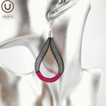 UKEBAY New Mesh Jewelry For Women Drop Earrings Designer Handmade Rose Red Aluminum Wire Gift Girl Big Earrings Hollow Mesh Rope