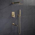 Modern brush gold brass concealed shower set