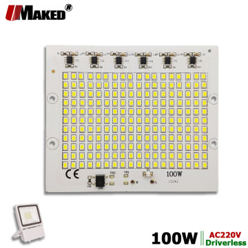 AC220V LED Modules 100W 130x110mm 9000lm Floodlight PCB Aluminum plate White/Warm SMD2835 Smart IC Driver For Spotlight Lamps
