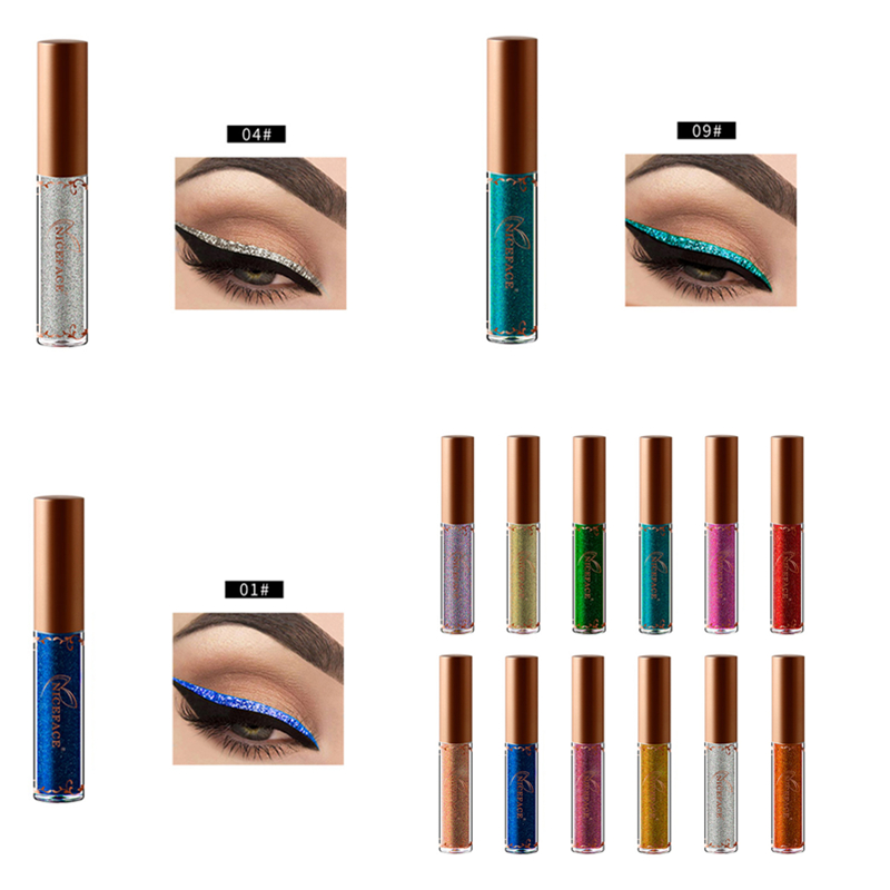 NICEFACE 12 Optional Colors Comestics Pearled Metallic Liquid Eyeliner Shiny Diamond High Pearlescent Liquid Eyeliner Makeup