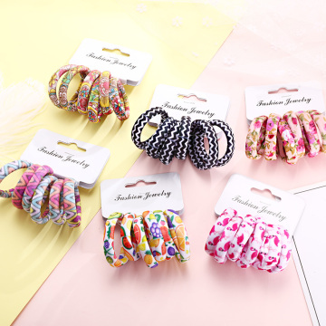 6PCS/Pack New Women Print Cotton Elastic Hair Bands Scrunchie Gum For Hair Rubber Bands Ponytail Holder Fashion Hair Accessories