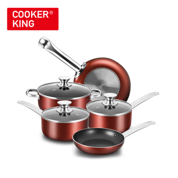 COOKER KING Nonstick 8pcs Cookware Set Frying Pan Saucepan Casserole Egg Pan Dutch Oven Pot Stainless Steel Handle Induction