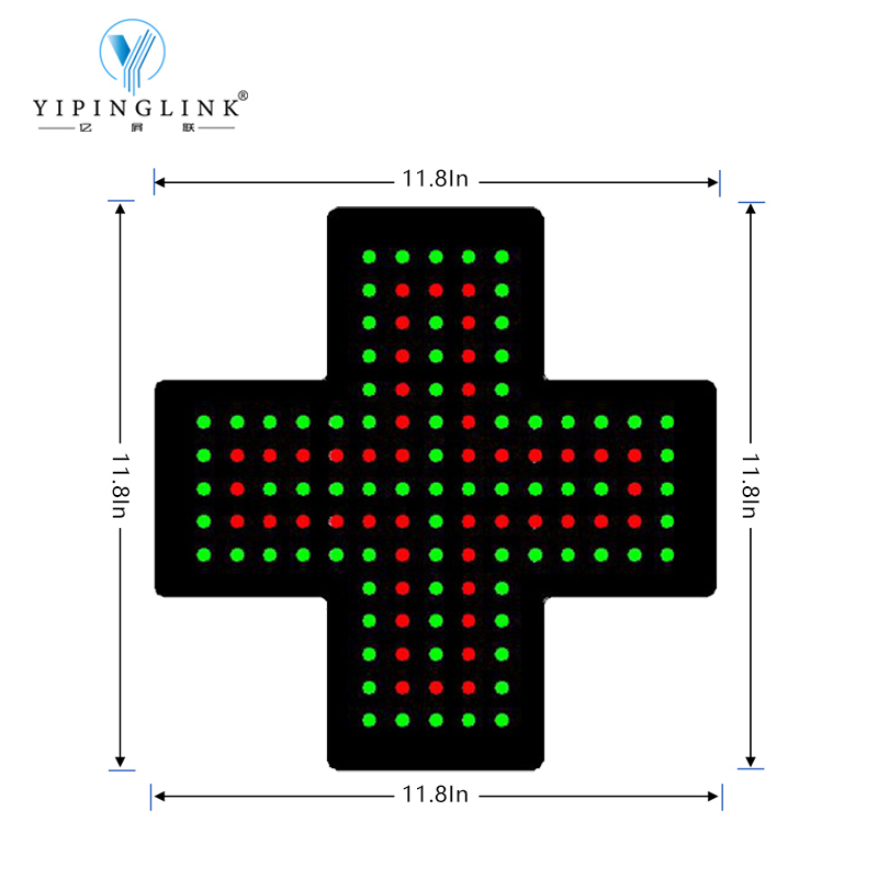 Green Color High Brightness Pharmacy LED Cross Sign 11.8In*11.8In Customized Low Voltage LED Neon Light Sign