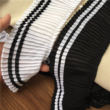 1 M 8.5 Cm Black & White High Quality Soft Chiffon Pleated Lace Diy Sewing Lace Material for Apparel Curtain Bedding Decoration