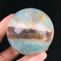 55-67mm Natural Caribbean Calcite Crystal With Geode Ball Polished Healing From Chakra