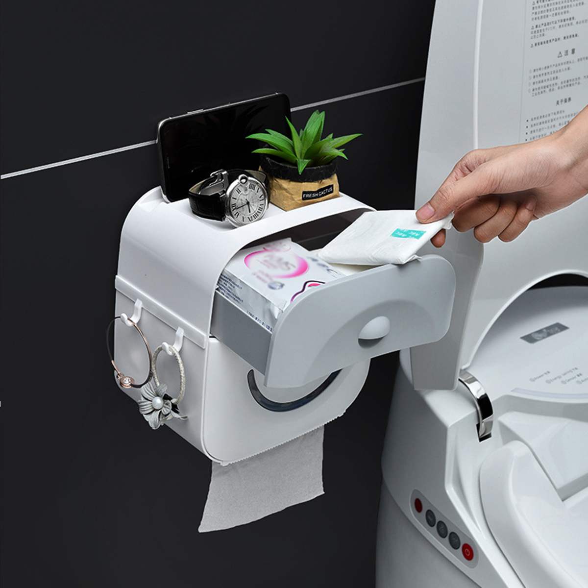 Portable Toilet Paper Holders Waterproof Single/Double Layer Wall Mounted Storage Box Paper Holder For Bathroom And Toilet