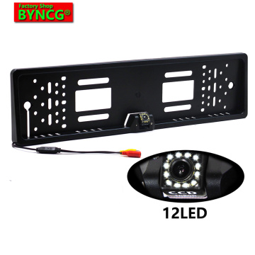 BYNCG 2020 New Arrival European Car License Plate Frame Auto Reverse Backup Rear View Camera 12LED Universal CCD Night Vision