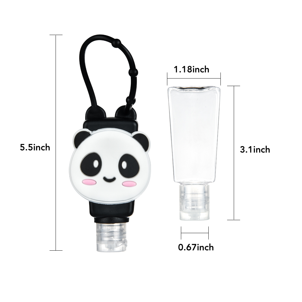 6pcs Cute Cartoon Mini Hand Sanitizer Bottle with Bag Silicone Refillable Hand Gel Holder Detachable Cover Liquid Soap Dispenser