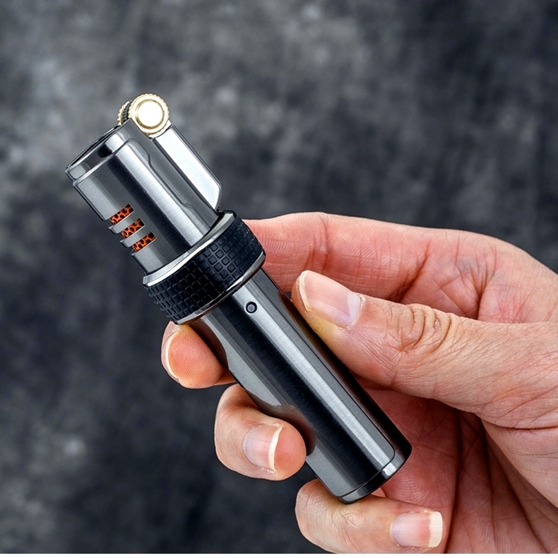 JOBON Triple Torch Lighter Windproof Gas Flint Lighter Refill Jet Flame Fire Metal Spray Gun Kitchen Pipe Cigar Lighter Gadgets