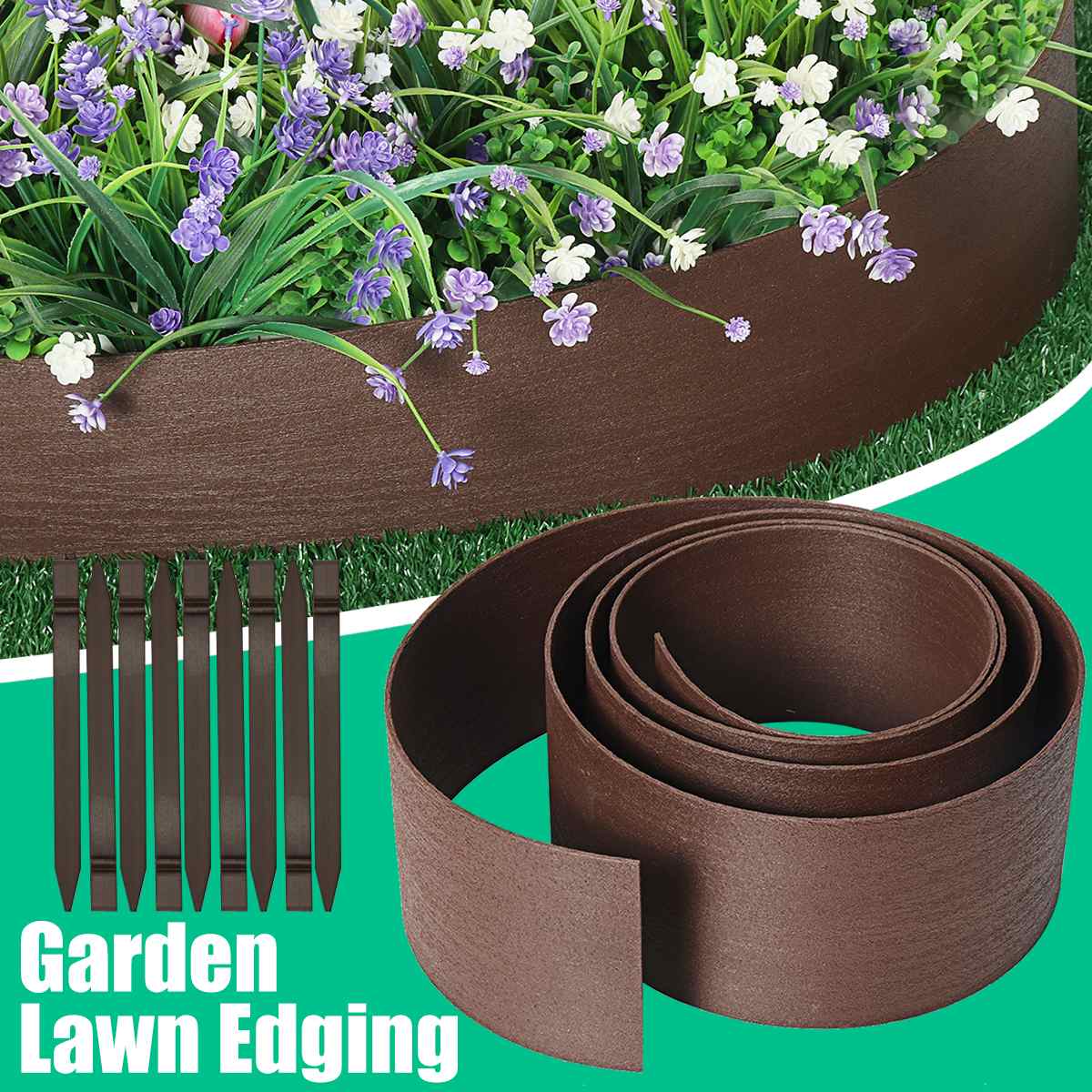 Garden Flexible Lawn Grass Plastic Edging Border with Extra Strong Pins Grass Edging Fence Belt Garden Patio Greening Belt