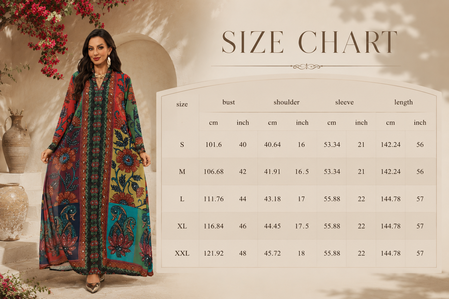 Floral Printed Jalabiya Abaya Dress