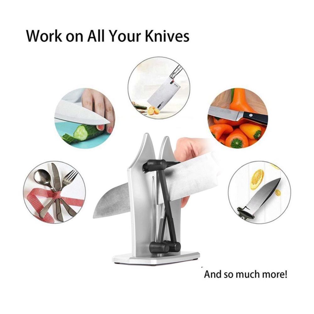 Kitchen Supplies Sharpener Base Iron Block Kitchen Knife Sharpener with Sharpening Stone Black Silver Sharpener Household Items