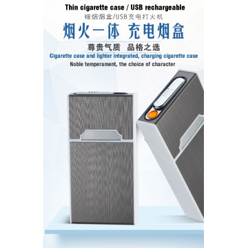 A5 Thin Cigarette Case USB Rechargeable Cigarette Lighter 20pcs Pack into Thin Cigarette Case with Lighter