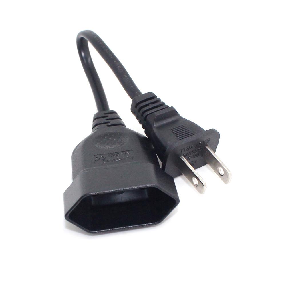 AC Power 2-Prong Male to European EU Female Extension Cord 1-15P to CEE7/16 Power Cable US Plug to Euro Receptacle AC short Cord