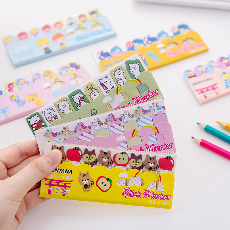 2pcs Cute Animals Mini Memo Pad Sticky Notes Paper Bookmark Kawaii Stationery Office School Supplies Message Post