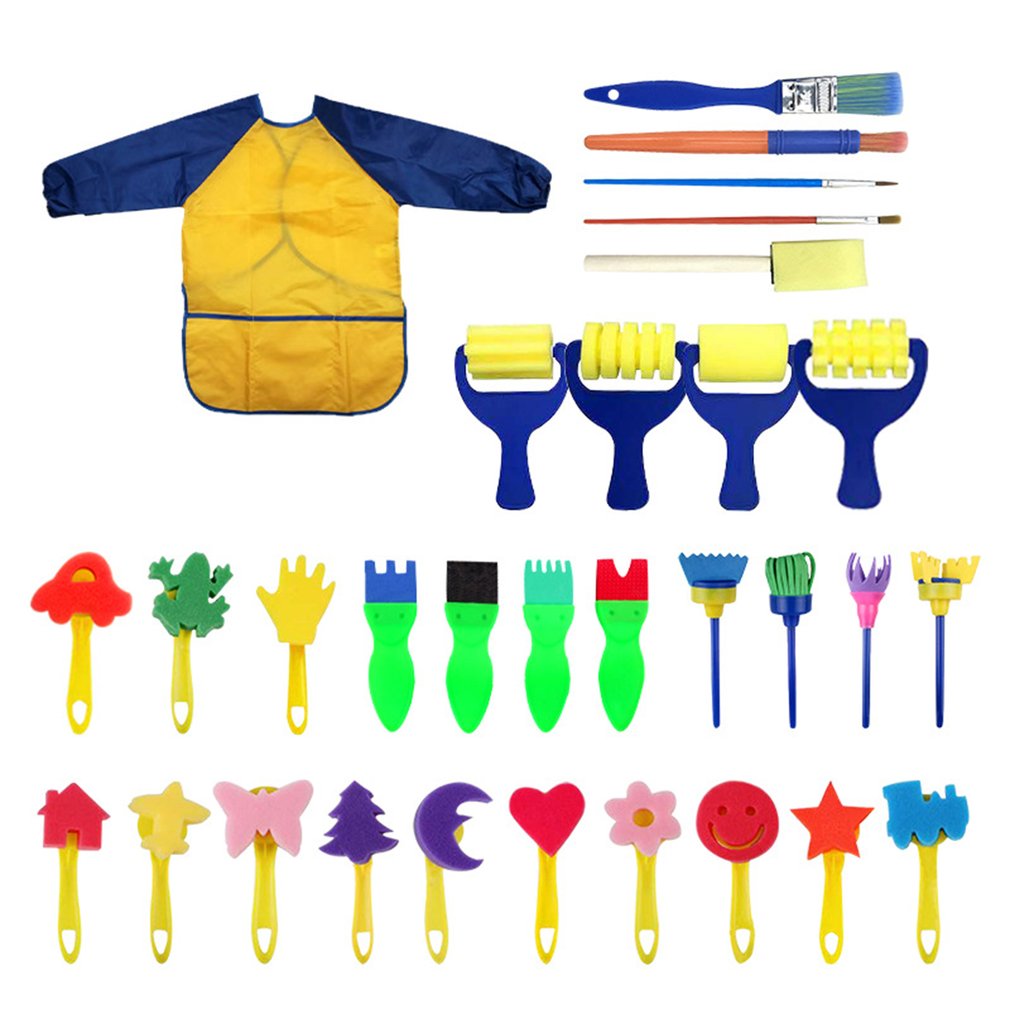 31pcs/set Kids Art Craft Sponge Painting Brushes Child Painting For Toddlers Toy DIY Graffiti Drawing Educational Toys Supplies