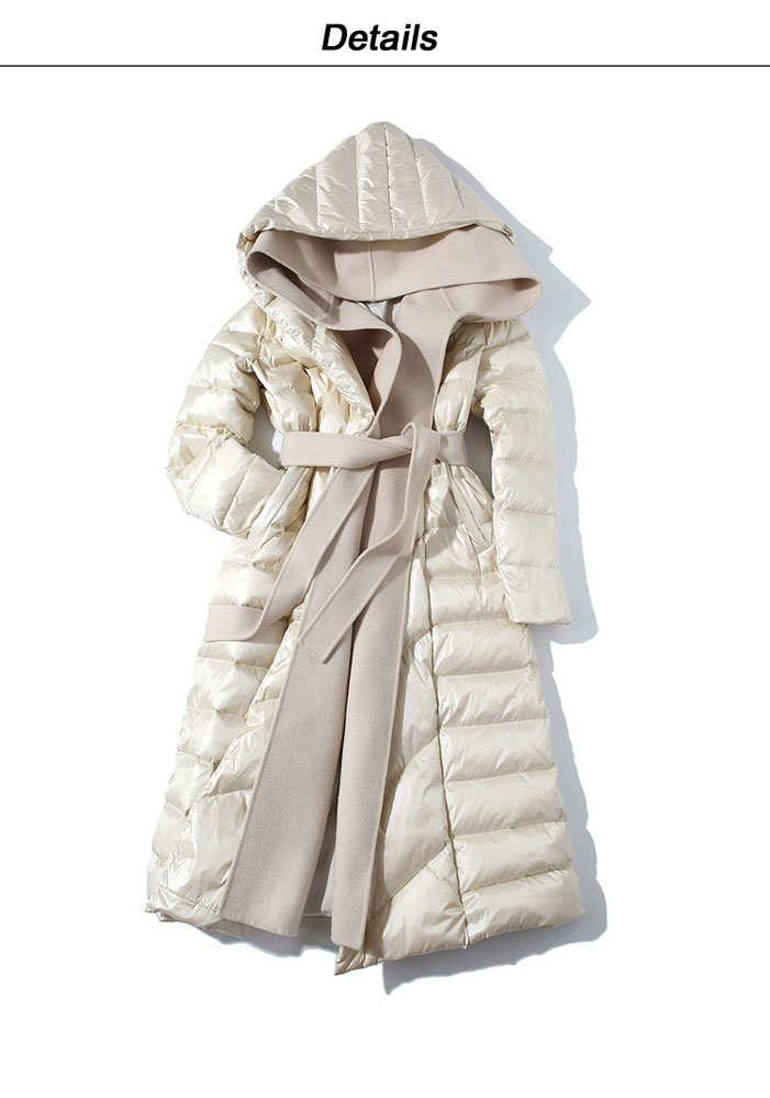Women Double Hoods Long Down Coat