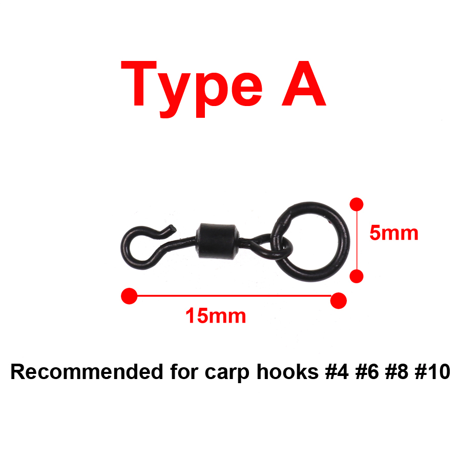 JIGEECARP 10pcs Carp Fishing Spinner Swivel for Ronnie Rig Quick Change Swivel Connector Carp Coarse Fishing Terminal Tackle