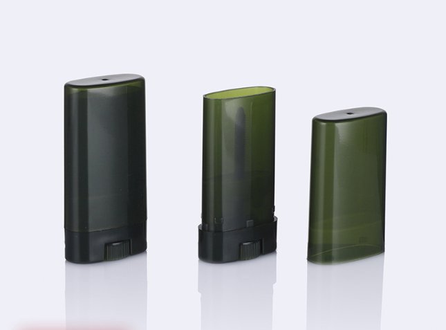Oval lip balm tube with top filling