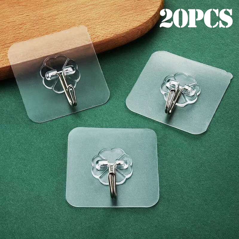 20Pcs Transparent Strong Suction Wall Hooks For Home Kitchen And Bathroom Cup Sucker Hanger Key Holder Storage Hanger Towel Hook