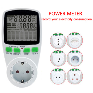 Digital Wattmeter LCD Energy Meter France Italy Chile AU US UK EU Plug Electricity Kwh Power Meter Measuring Outlet Analy