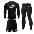 Brand 3pcs /set Men's Sports Suit Gym Fitness Compression Clothes Running sets Jogging Sport Wear Exercise Workout t-shirt