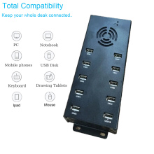 10 Port USB Hub with Power Adapter