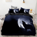 3D Print Bedding Set Custom,Duvet Cover Set King/Europe/USA,Comforter/Quilt/Blanket Cover Set,Animal Moonlight wolf Bedclothes