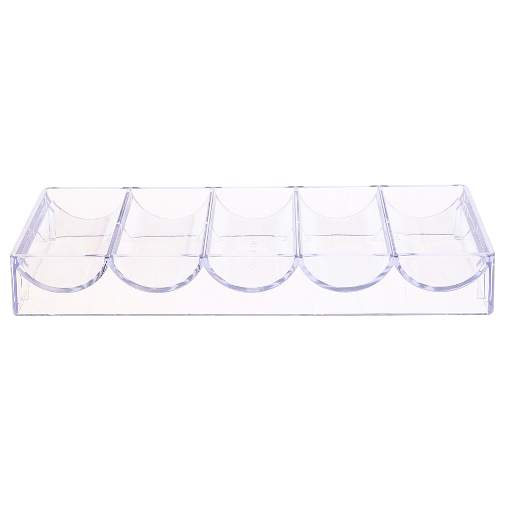 Professional Casino Game Accessory Transparent Poker Chip Tray 5 Rows/100 Chips Container Holder