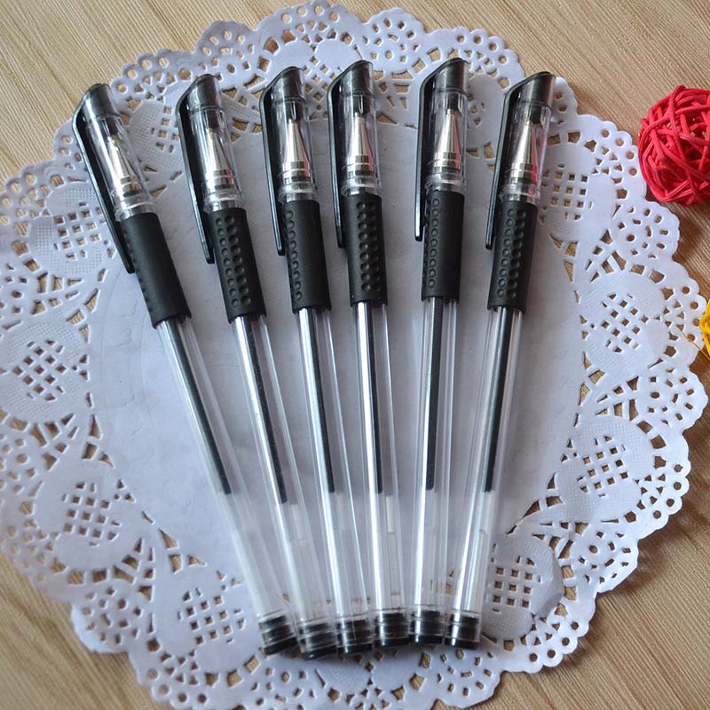 100 Pcs /Lot 0.5mm Black Gel Pen 100 Pieces Plastic Carbon Good Writing Pens Rubber Handle Chirography for Office School Student