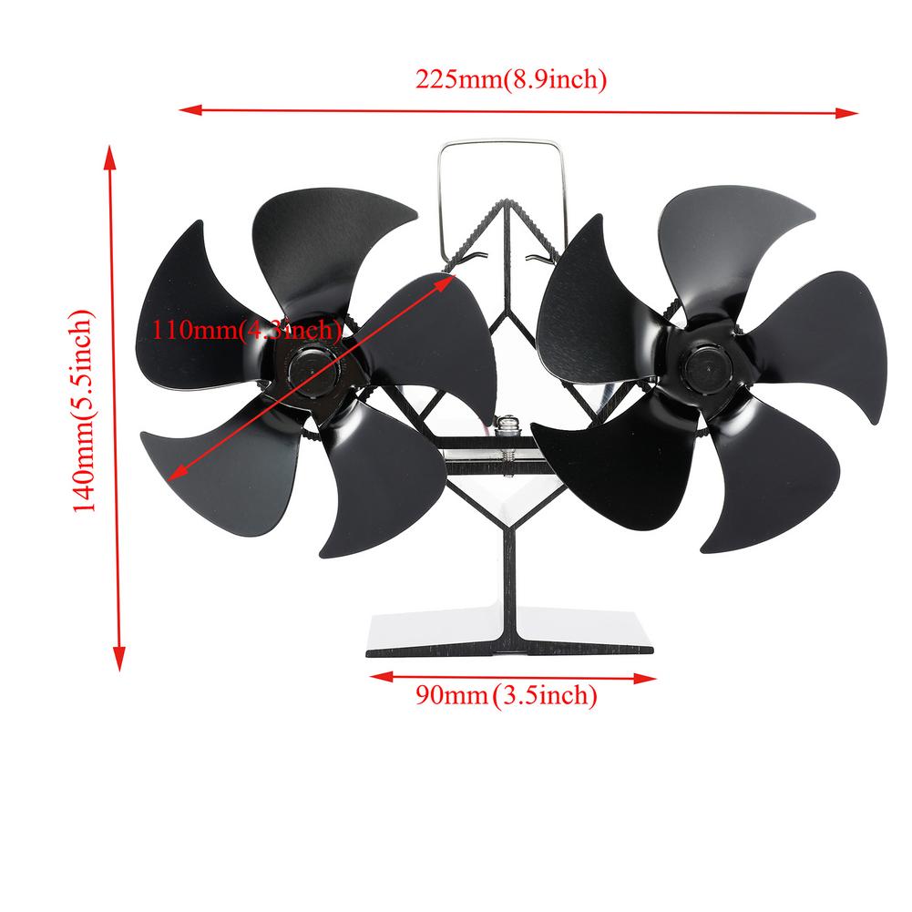 Double Head 10 Blade Fireplace Fan Heat Powered Stove Fan Komin Log Wood Burner Eco Friendly Quiet Fan For Winter