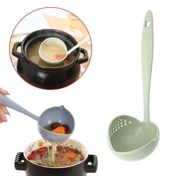 2 In 1 Hot Pot Dinnerware Porridge Soup Spoon With Filter Skimmer Kitchen Utensil Long Handle Colander green