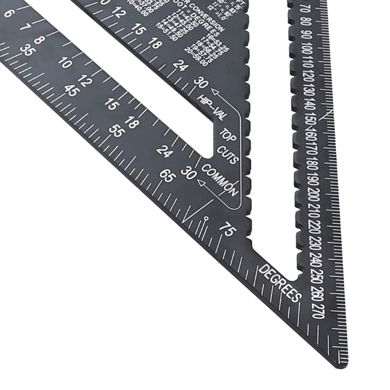 7/12 Inch Aluminium Alloy Triangular Measuring Ruler Woodworking Carpenter Square Angle Protractor Layout Tool