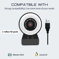 2K HD Webcam Auto Focus USB Web Camera Rotatable Web Cam With Dual Microphones & Ring Fill Light For PC Laptop Computer