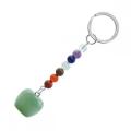 Green Aventurine 20MM Gemstone Apple Pendant Keychain with 7 Chakra Chain