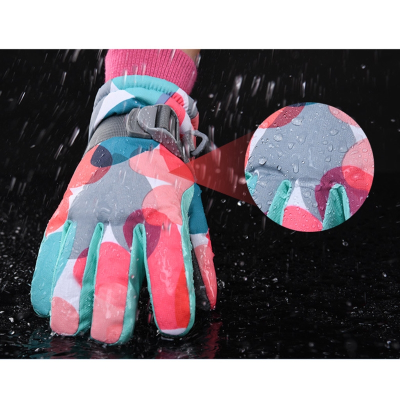 1 Pair Professional Kids Ski Gloves Winter Warm Snowboard Gloves Children Motorcycle Riding Waterproof Snow Gloves