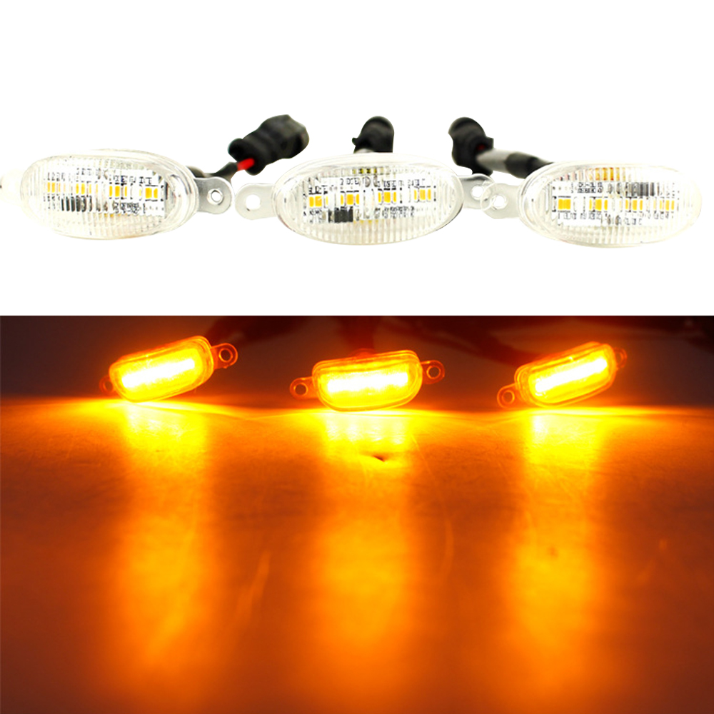 3pcs LED Front Grille Running Lights For F150 Raptor Tundra Tacoma,Smoked Lens Xenon Lamps